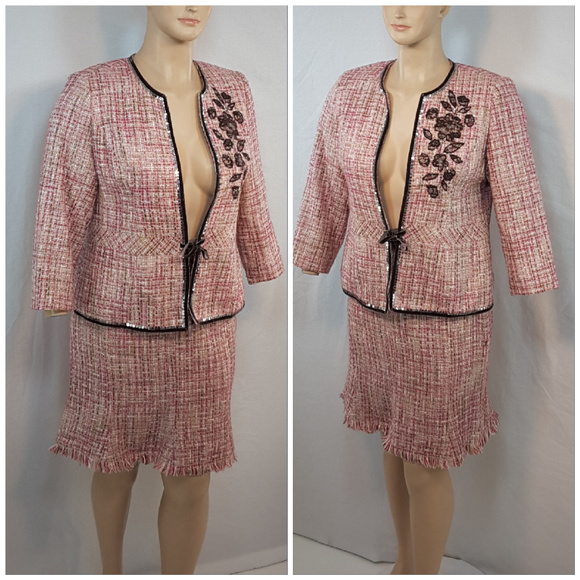 pink tweed suit plus size